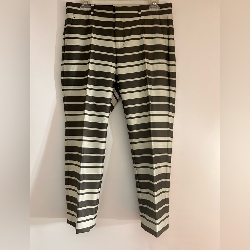 BANANA REPUBLIC AVERY MID RISE STRAIGHT THROUGH HIP & THIGH STRIPPED PANTS 4S